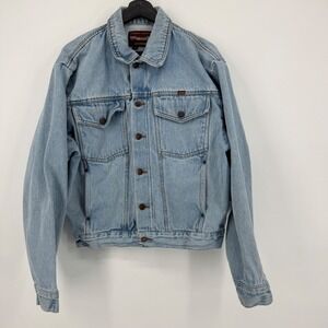 Rustler Brand Authentic Denim Jacket Light Wash Classic Trucker Style Size Small